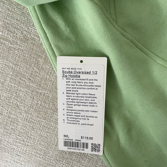 NWOT Lululemon Creamy Mint Scuba - Picture 4 of 4
